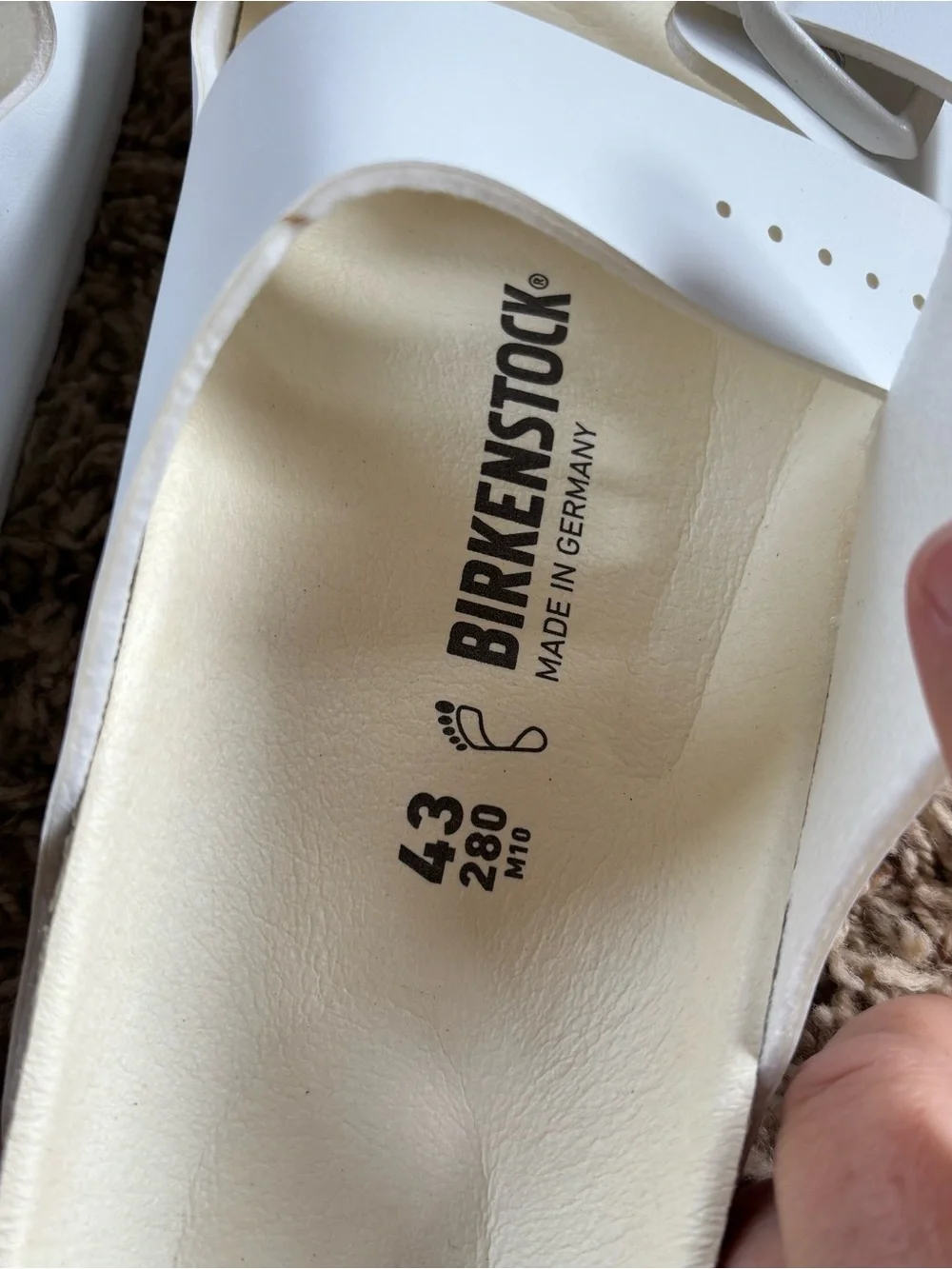 Birkenstock Men’s Sz 10 EU 43 White Leather Arizona BS Sandals Regular Fit